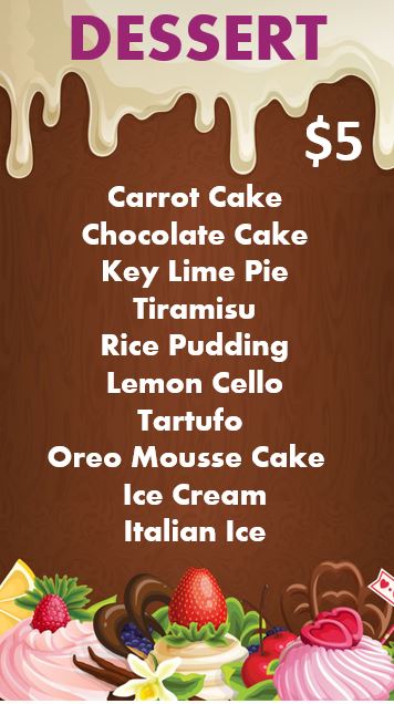 dessert menu oscars